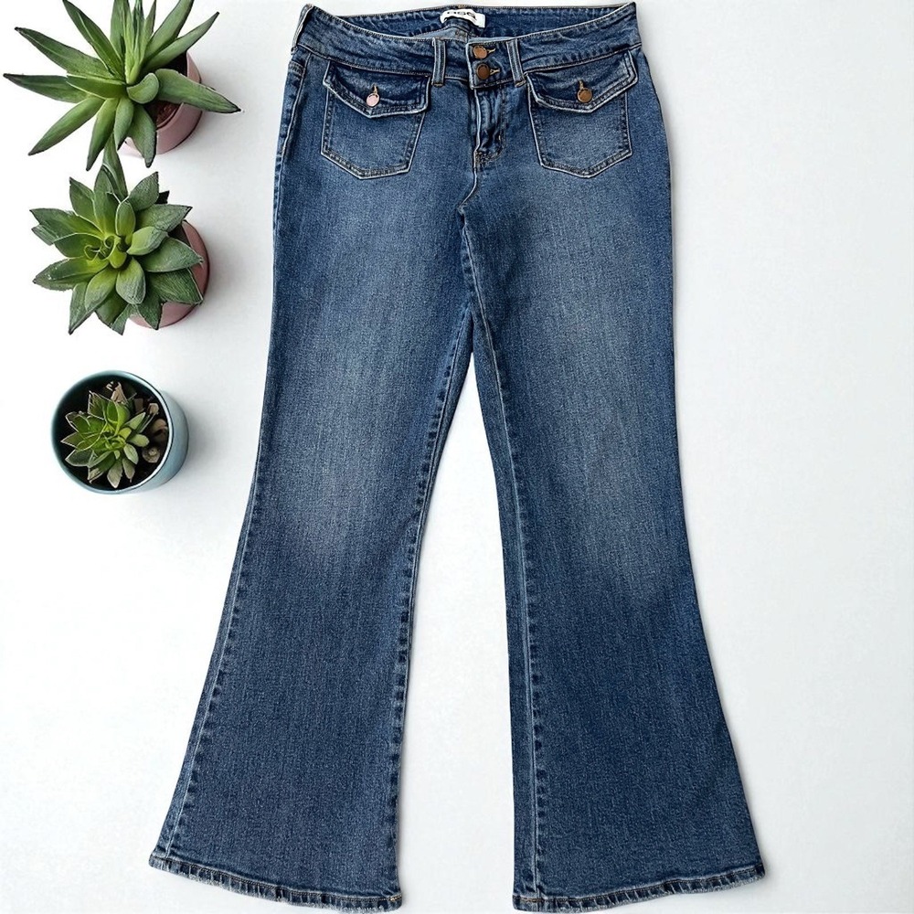 RSQ Denim Flare Jeans Size 30 Low Rise Pockets Dark Wash Blue Womens
